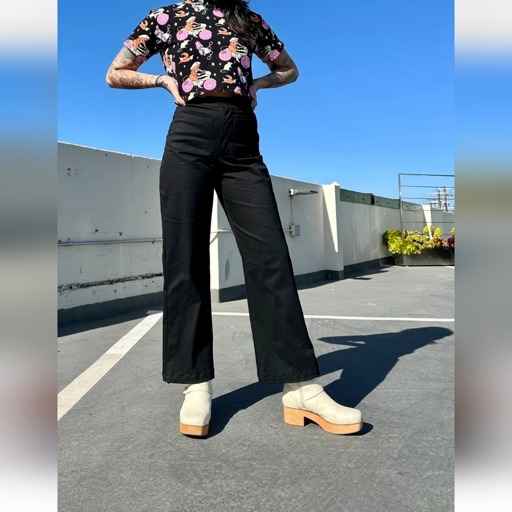 Noowork Black Corduroy Flare Bell Pants - S